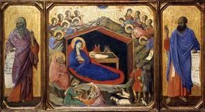 Duccio Di Buoninsegna - Nativity between Prophets Isaiah and Ezekiel 1308-11