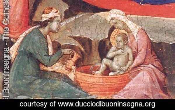 Duccio Di Buoninsegna - Maesta, altarpiece of Siena cathedral, front, predella with scenes from the childhood of Jesus and the prophets, the Nativity scene
