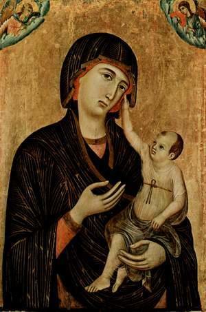 Duccio Di Buoninsegna - Madonna with Child and Two Angels (Crevole Madonna) 1283-84