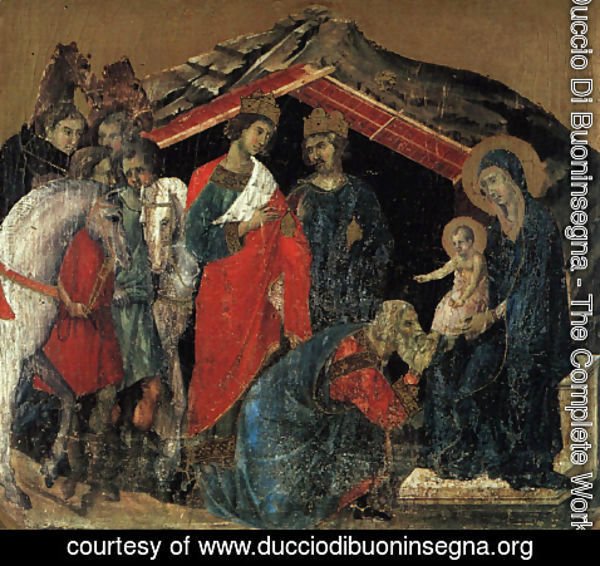 Duccio Di Buoninsegna - The Maesta Altarpiece (detail from the predella featuring "The Adoration of the Magi") 1308-11