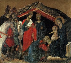 The Maesta Altarpiece (detail from the predella featuring "The Adoration of the Magi") 1308-11